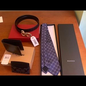 SALVATORE FERRAGAMO BELT, GUCCI TIE, COACH WALLET